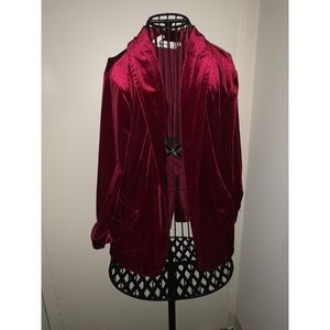 Red velvet blazer